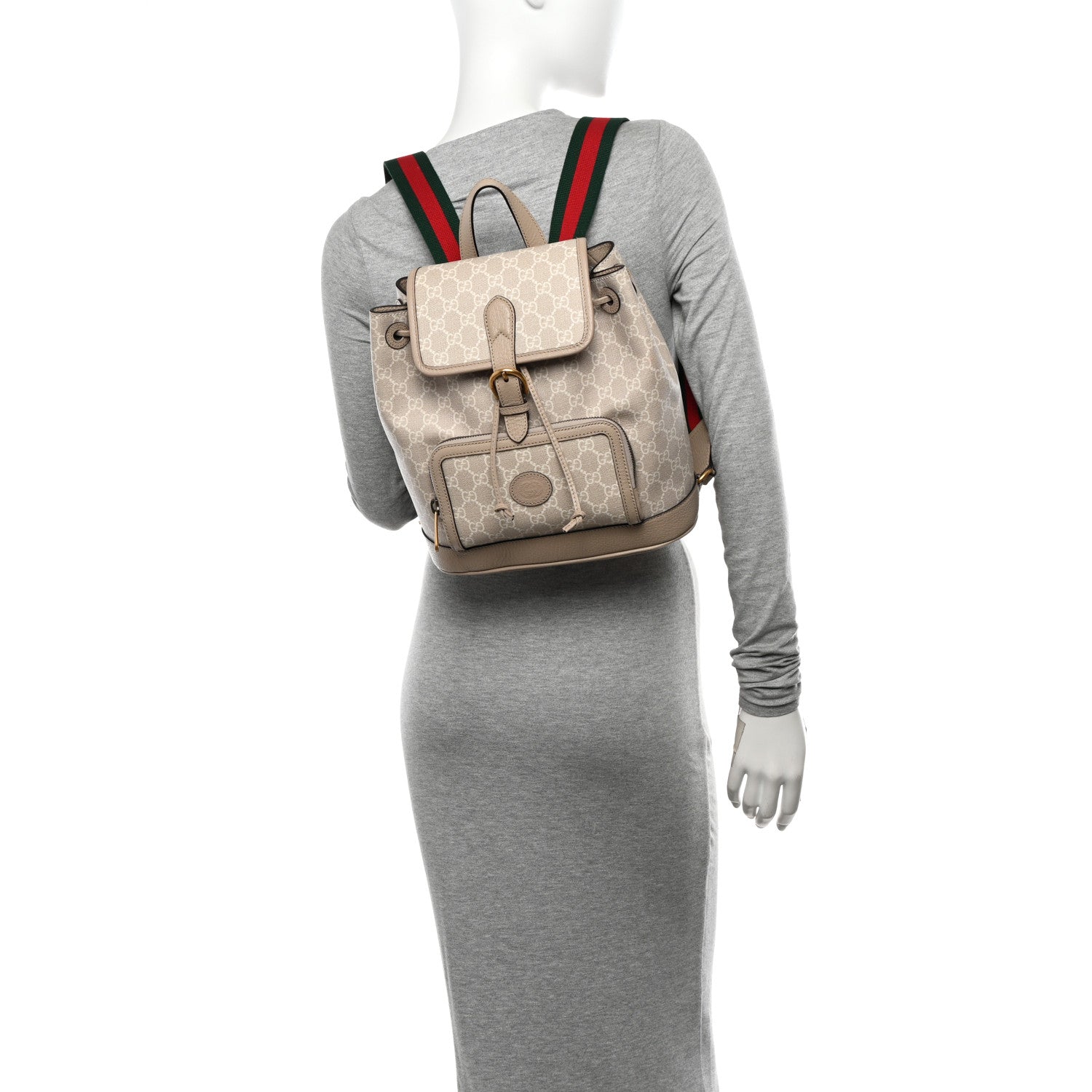 Gucci GG Supreme Monogram Azalea Calfskin Retro Interlocking G Buckle Backpack Beige Mystic White 3 of 12