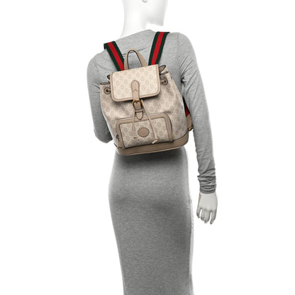 Gucci GG Supreme Monogram Azalea Calfskin Retro Interlocking G Buckle Backpack Beige Mystic White 3 of 12