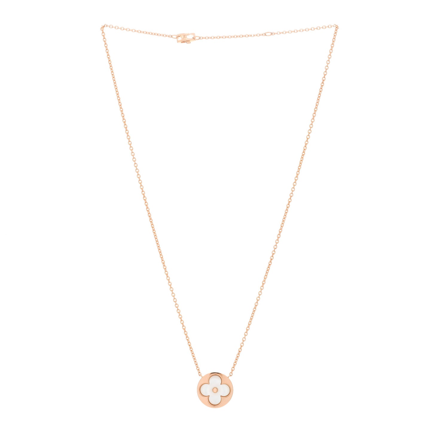 18K Pink Gold Mother Of Pearl Blossom Sun Pendant Necklace