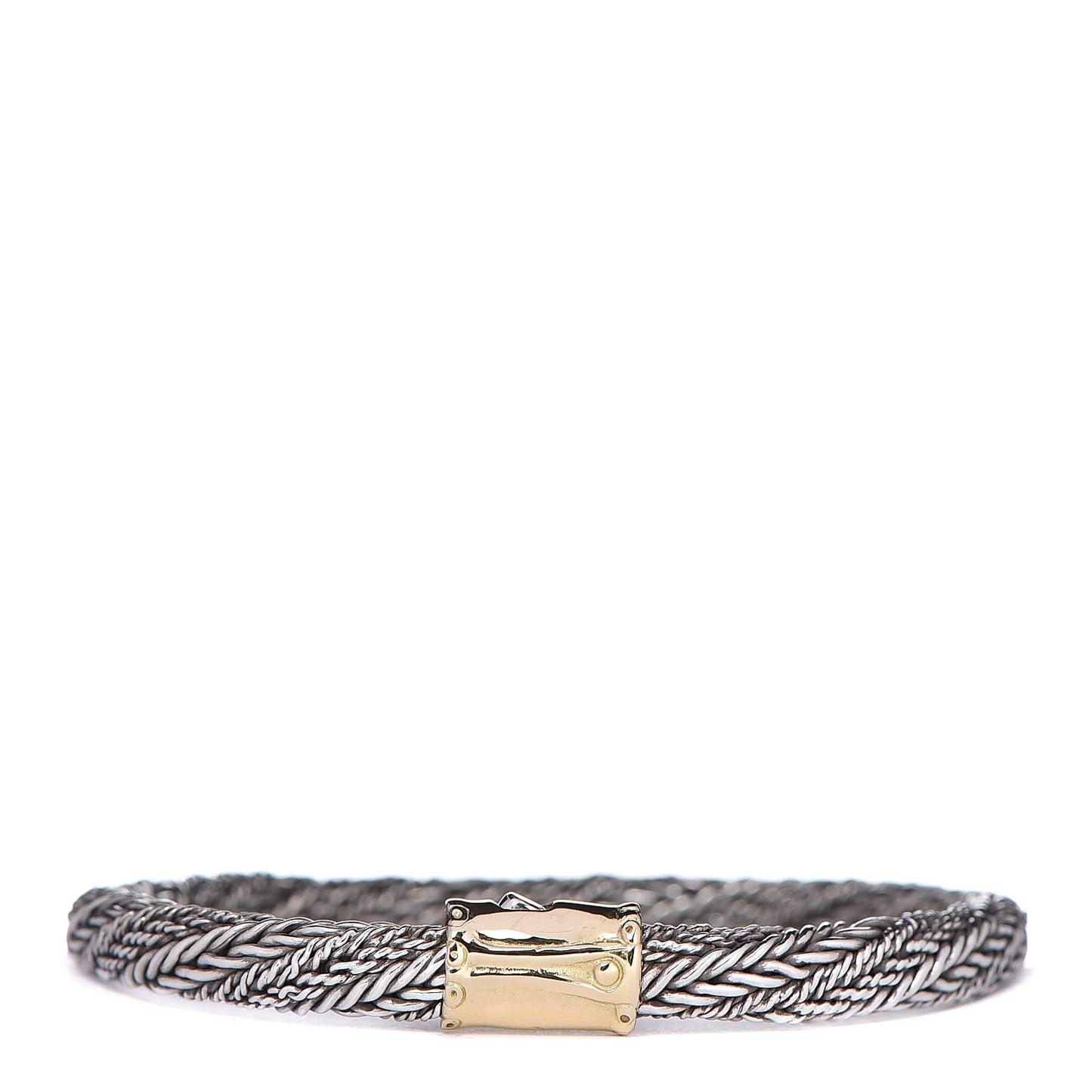 Sterling Silver 18K Yellow Gold 6.5mm Bamboo Twisted Chain Bracelet