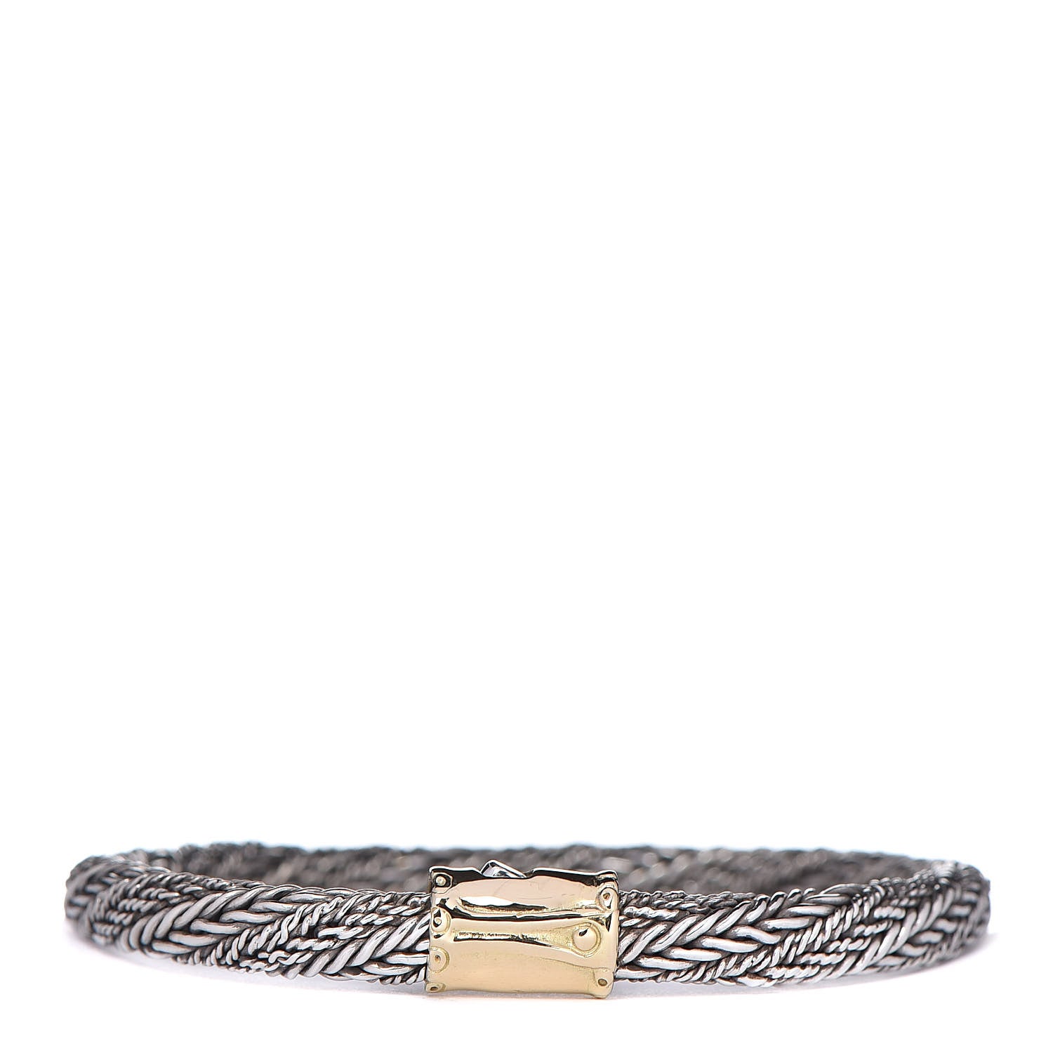 John Hardy Sterling Silver 18K Yellow Gold 6.5mm Bamboo Twisted Chain Bracelet 1 of 5