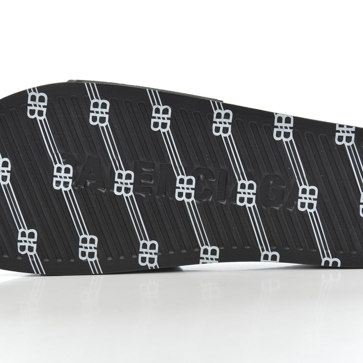 Rubber License Logo Print Mens Pool Slide Sandals 42 Black White
