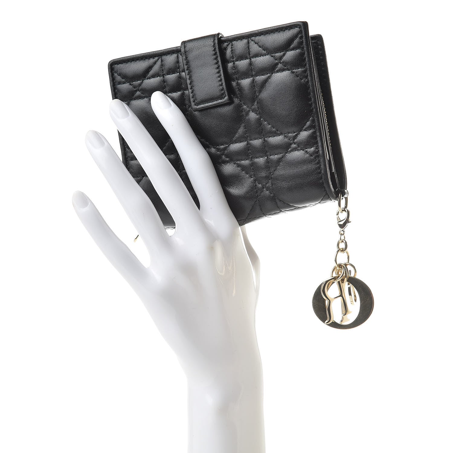Christian Dior Lambskin Cannage Medium Lady Dior Eden Wallet Black 2 of 17