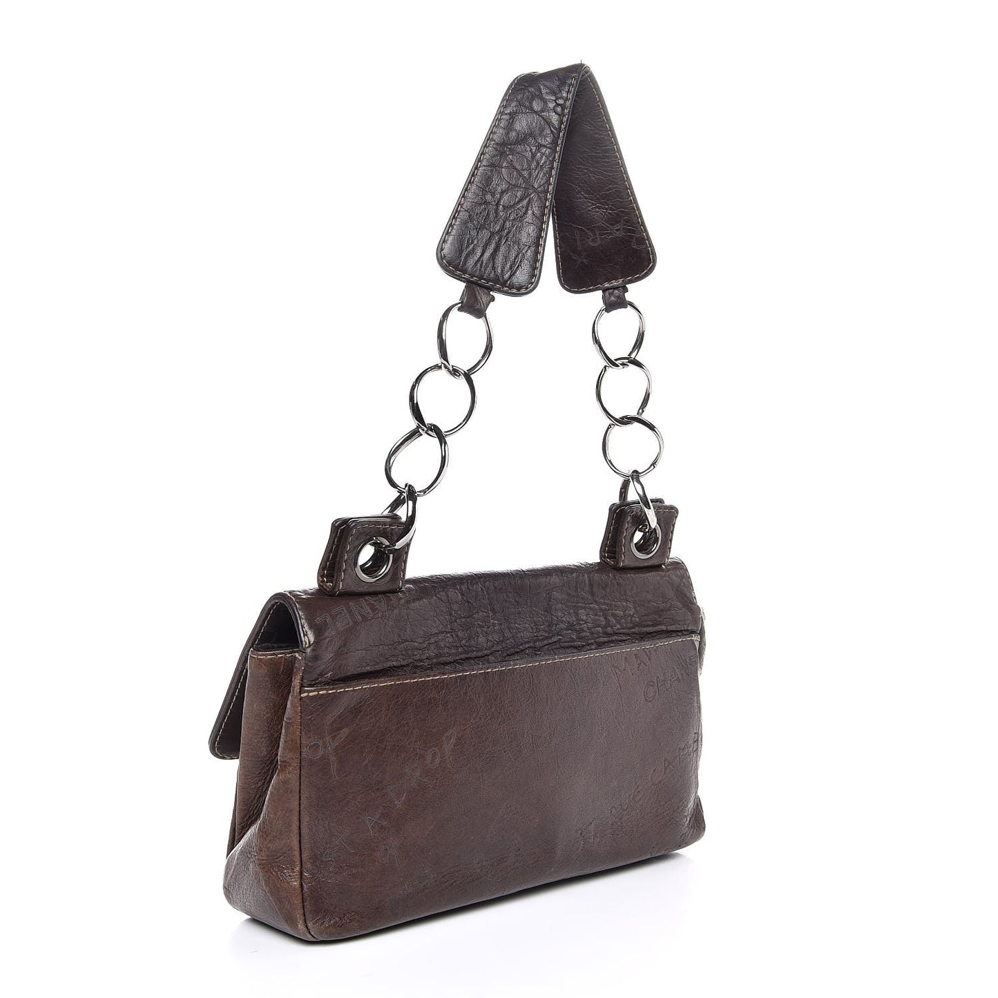 Calfskin Embossed Medium Flap Dark Brown