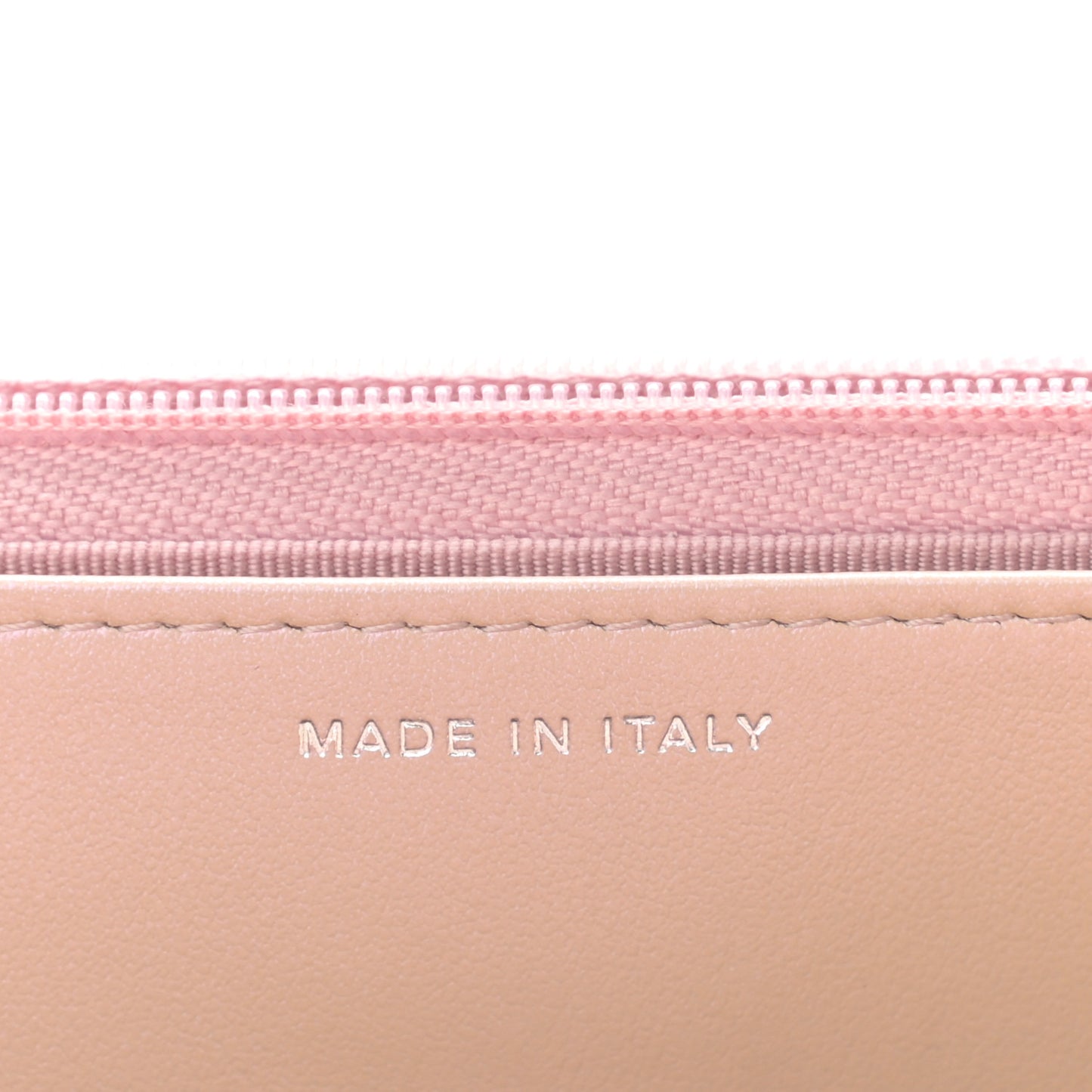 Iridescent Calfskin Quilted Wallet On Chain WOC Pink