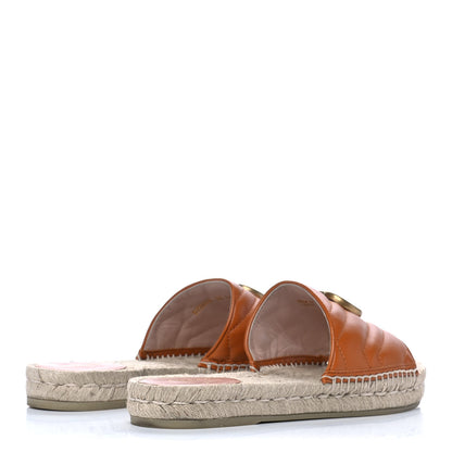 Gucci Nappa Matelasse GG Marmont Espadrille Slide Sandals 38 Cognac 4 of 10