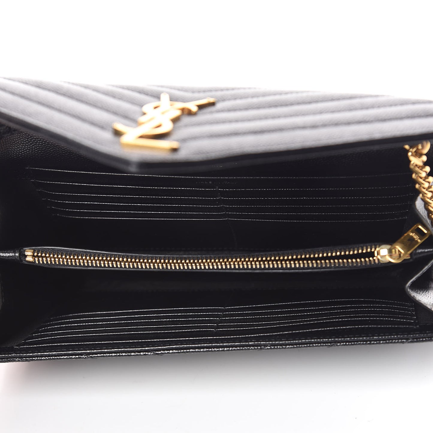 Grain De Poudre Matelasse Chevron Monogram Chain Wallet Black