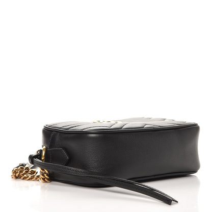 Gucci Calfskin Matelasse Mini GG Marmont Chain Shoulder Bag Black 4 of 7