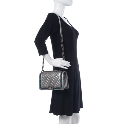 Chanel Metallic Lambskin Embellished Medium Boy Flap Silver 2 of 14