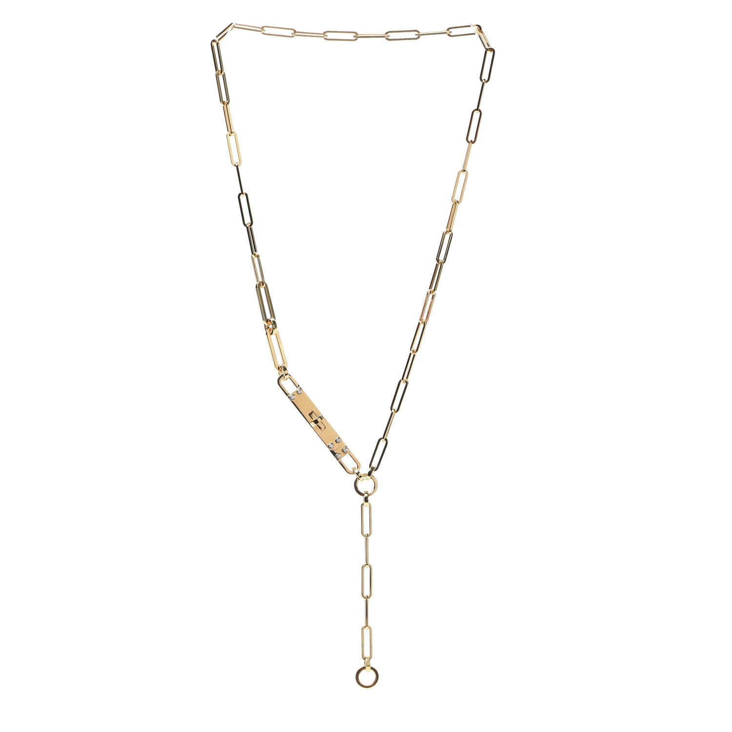 Hermes 18K Yellow Gold Diamond PM Kelly Chaine Lariat Necklace ST 3 of 5