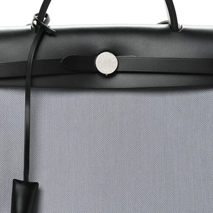 Hermes Military Toile Vache Hunter Herbag Zip Retourne 31 PM Gris Pantin Black 9 of 12