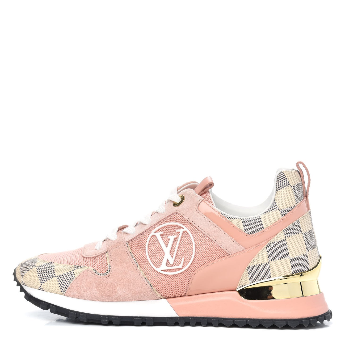 Suede Damier Azur Run Away Sneakers 37.5 Pink