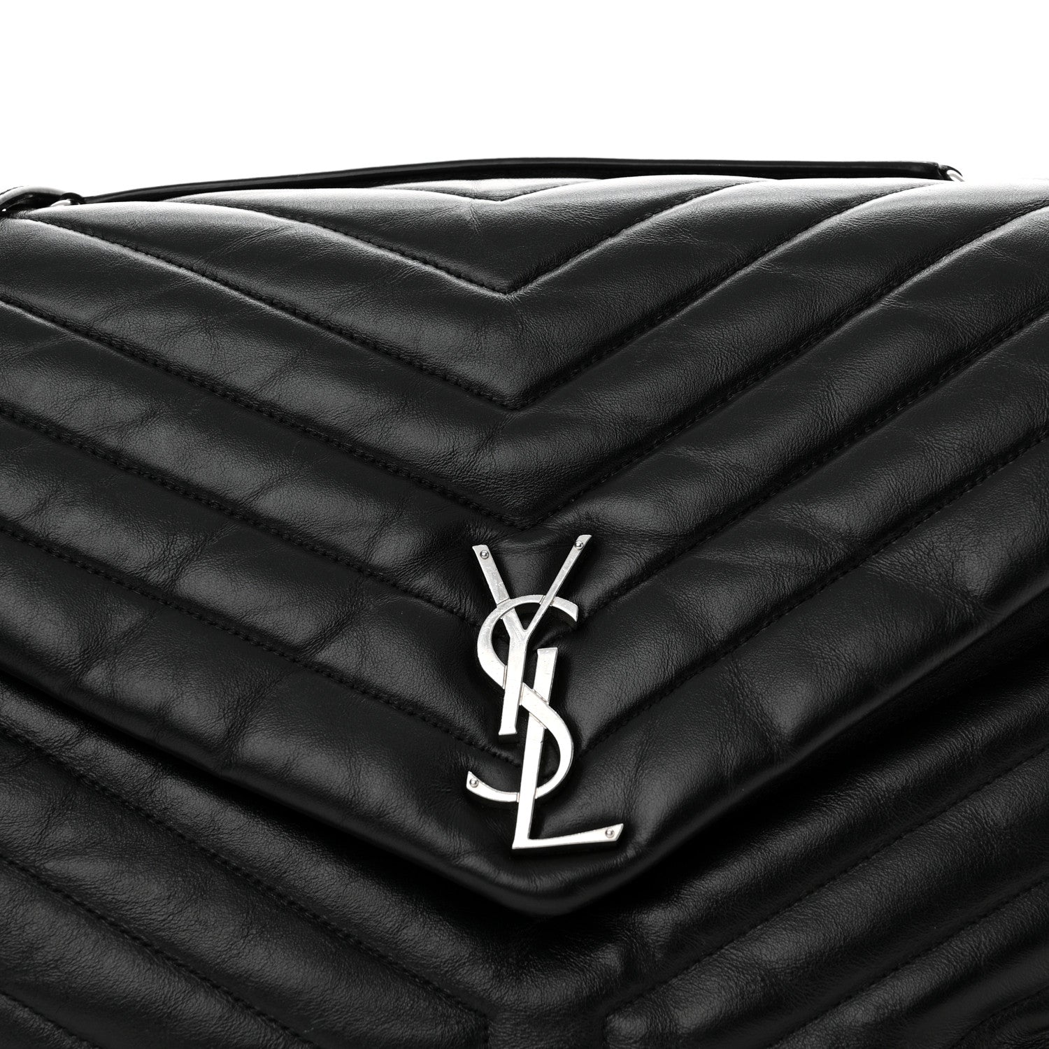 Saint Laurent Calfskin Y Quilted Monogram Large Loulou Chain Satchel Black 8 of 12