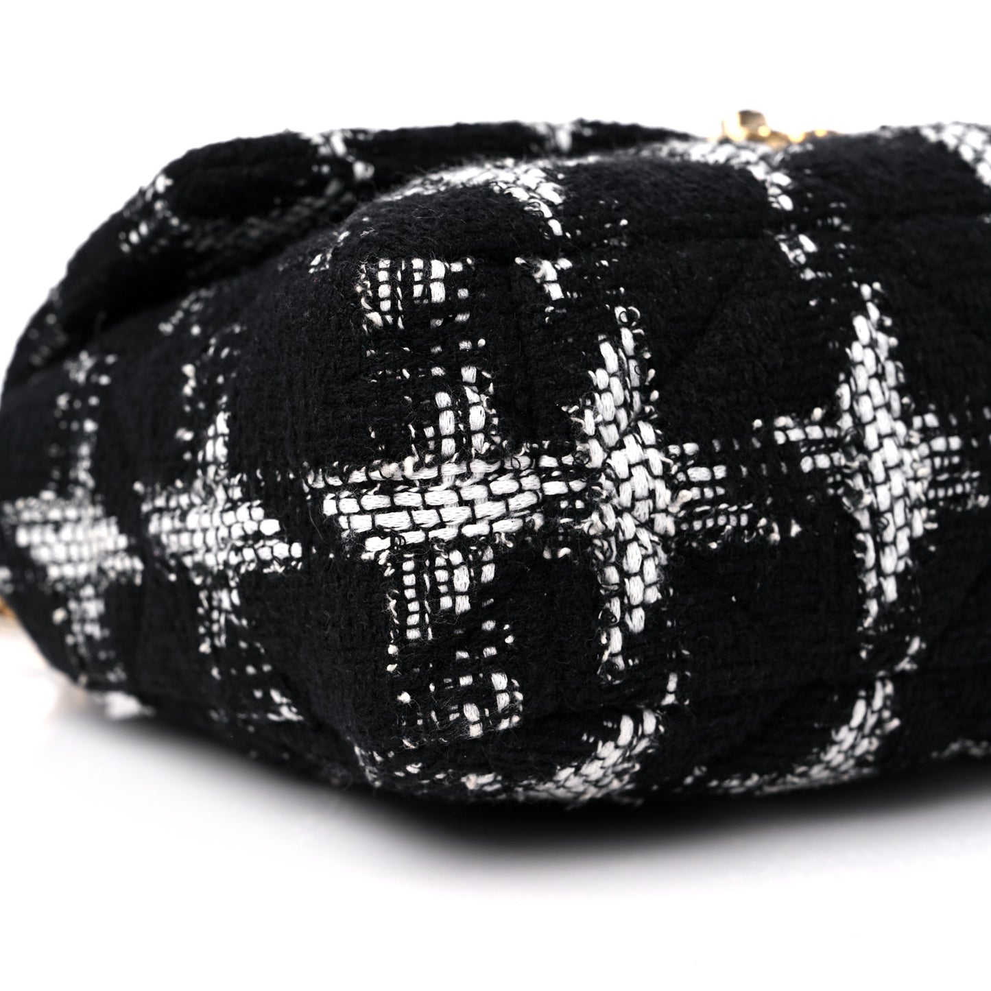 Tweed Quilted Large Chanel 19 Flap Black White