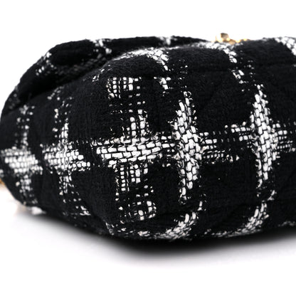 Chanel Tweed Quilted Large Chanel 19 Flap Black White 8 of 10