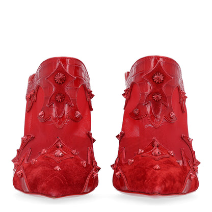Christian Louboutin Embossed Alligator Veau Velours Mesh Studded Mulatiag 100 Pumps 37 Loubi 3 of 9
