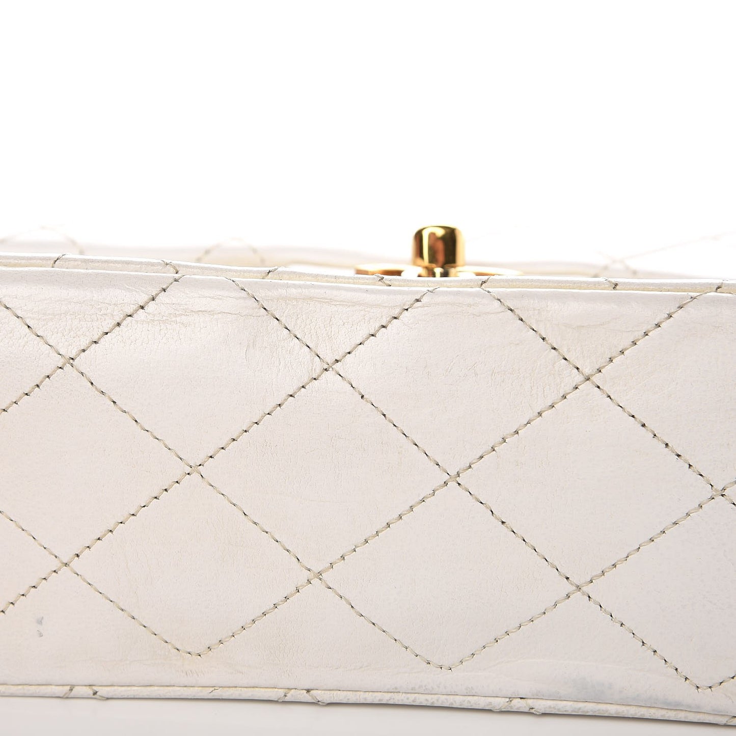Lambskin Quilted Medium Double Flap White