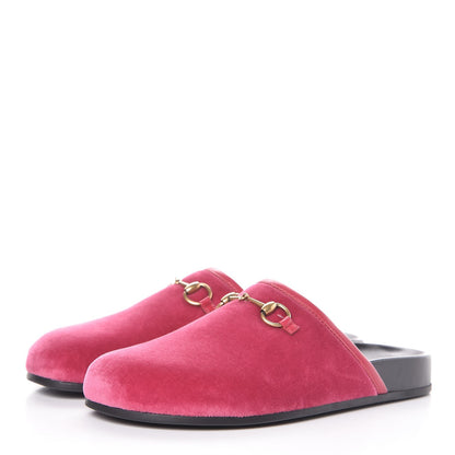 Gucci Softy Velvet Malaga Kid Womens Horsebit River Slippers 37 Light Raspberry Rose 3 of 10