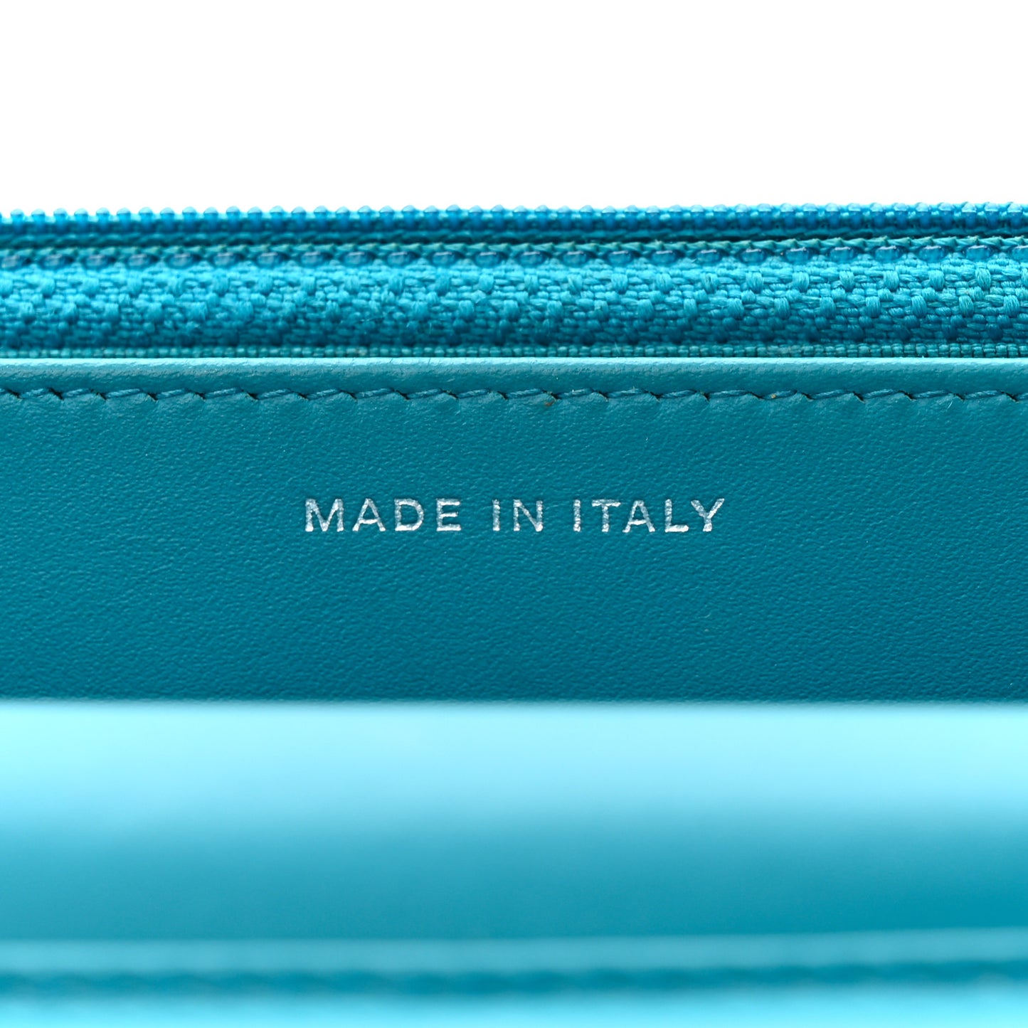 Patent Quilted Wallet On Chain WOC Turquoise Blue