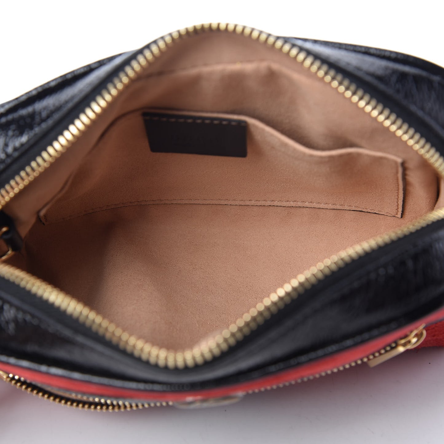 Suede Patent Web Mini Ophidia Shoulder Bag Red