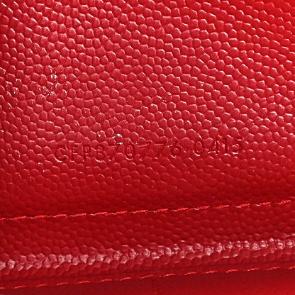 Saint Laurent Grain De Poudre Matelasse Chevron Monogram Zip Around Wallet Red 7 of 10