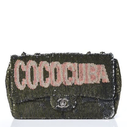 Chanel Sequin Coco Cuba Medium Single Flap Khaki 5 of 14