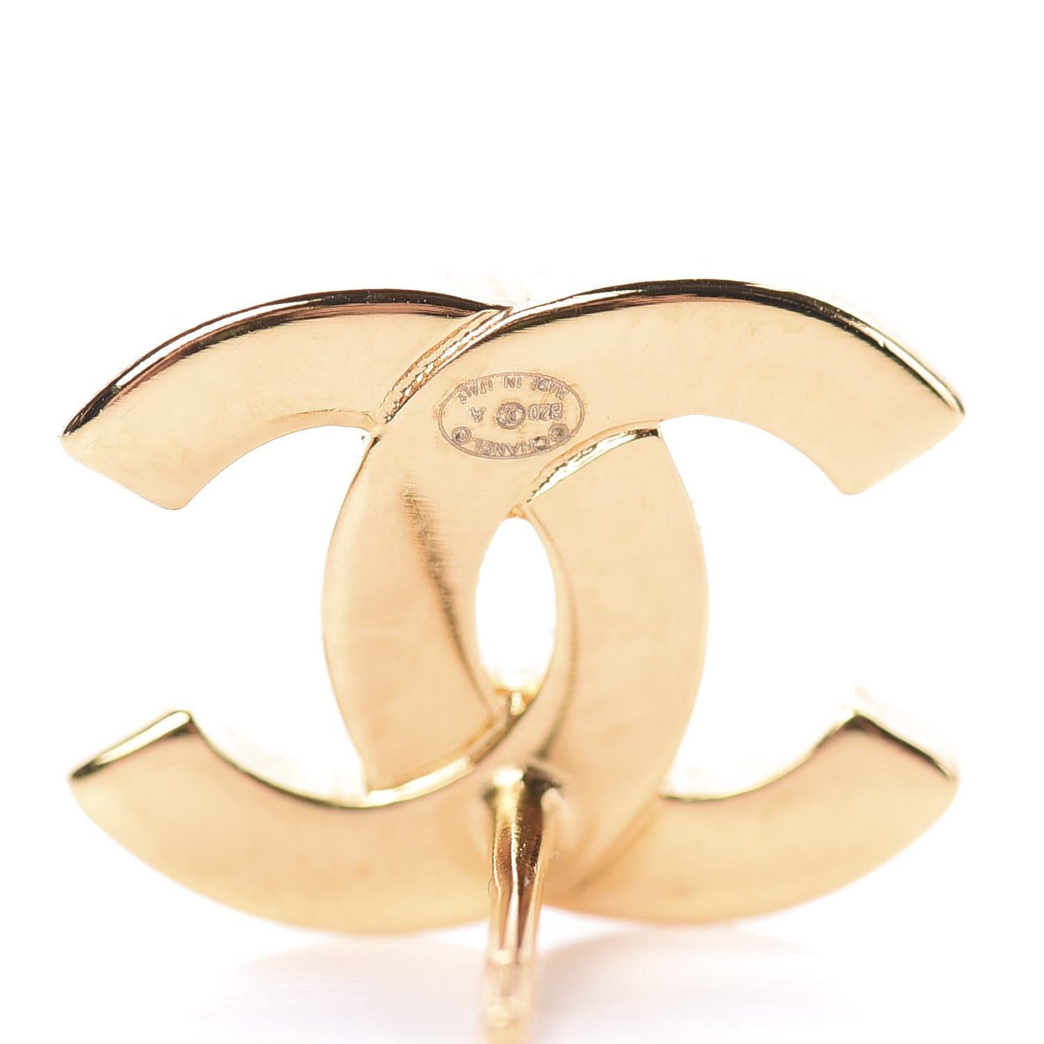 Chanel Metal CC Paris Button Stud Earrings Gold 4 of 5