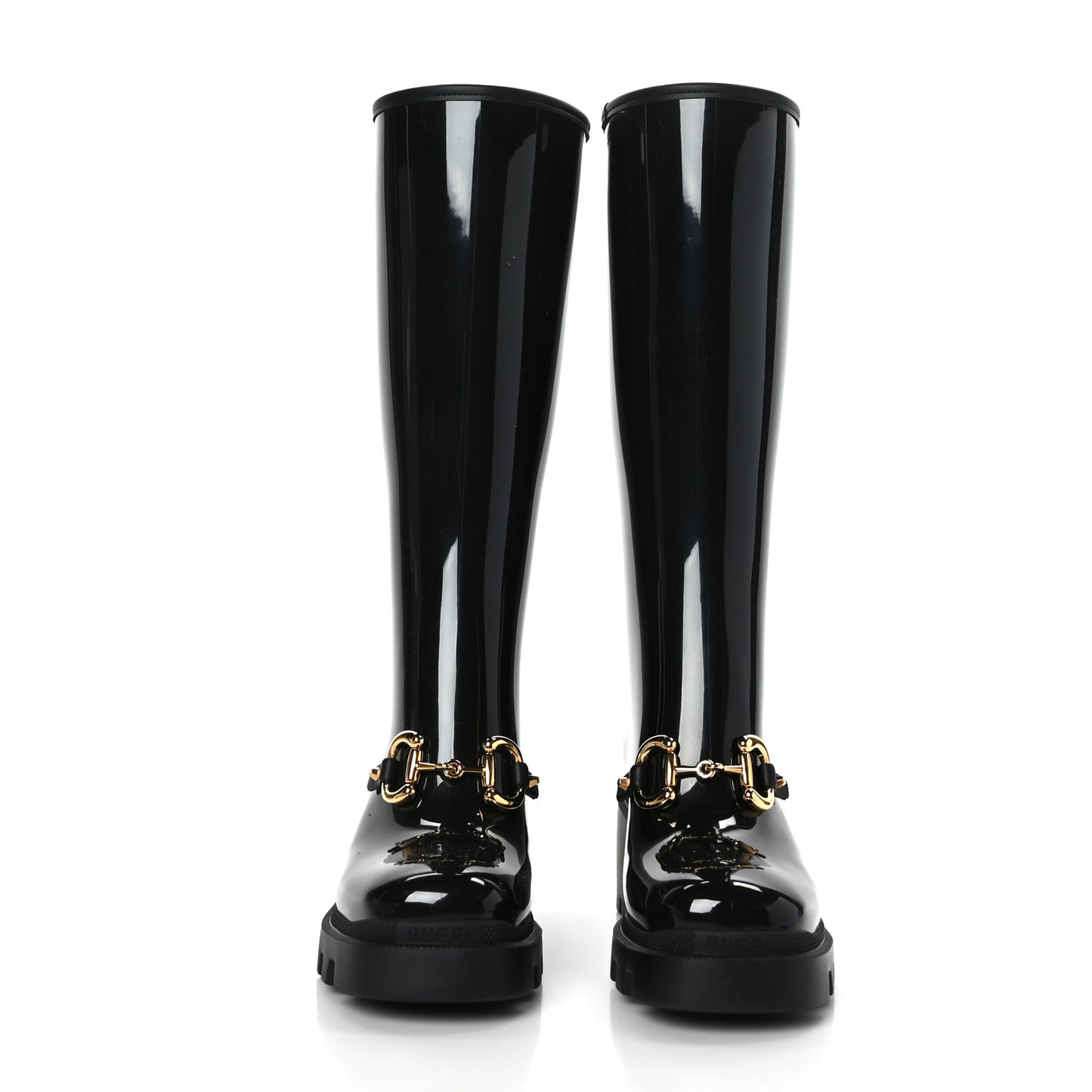 Rubber Horsebit Knee High Boots 36 Black