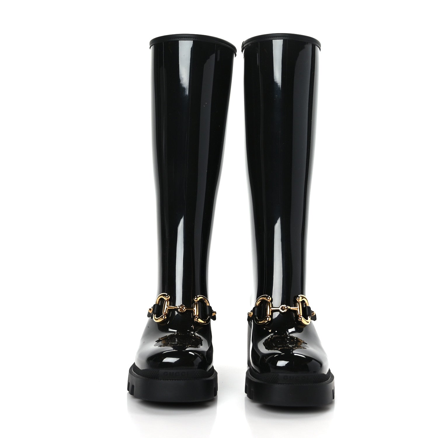 Gucci Rubber Horsebit Knee High Boots 36 Black 2 of 7