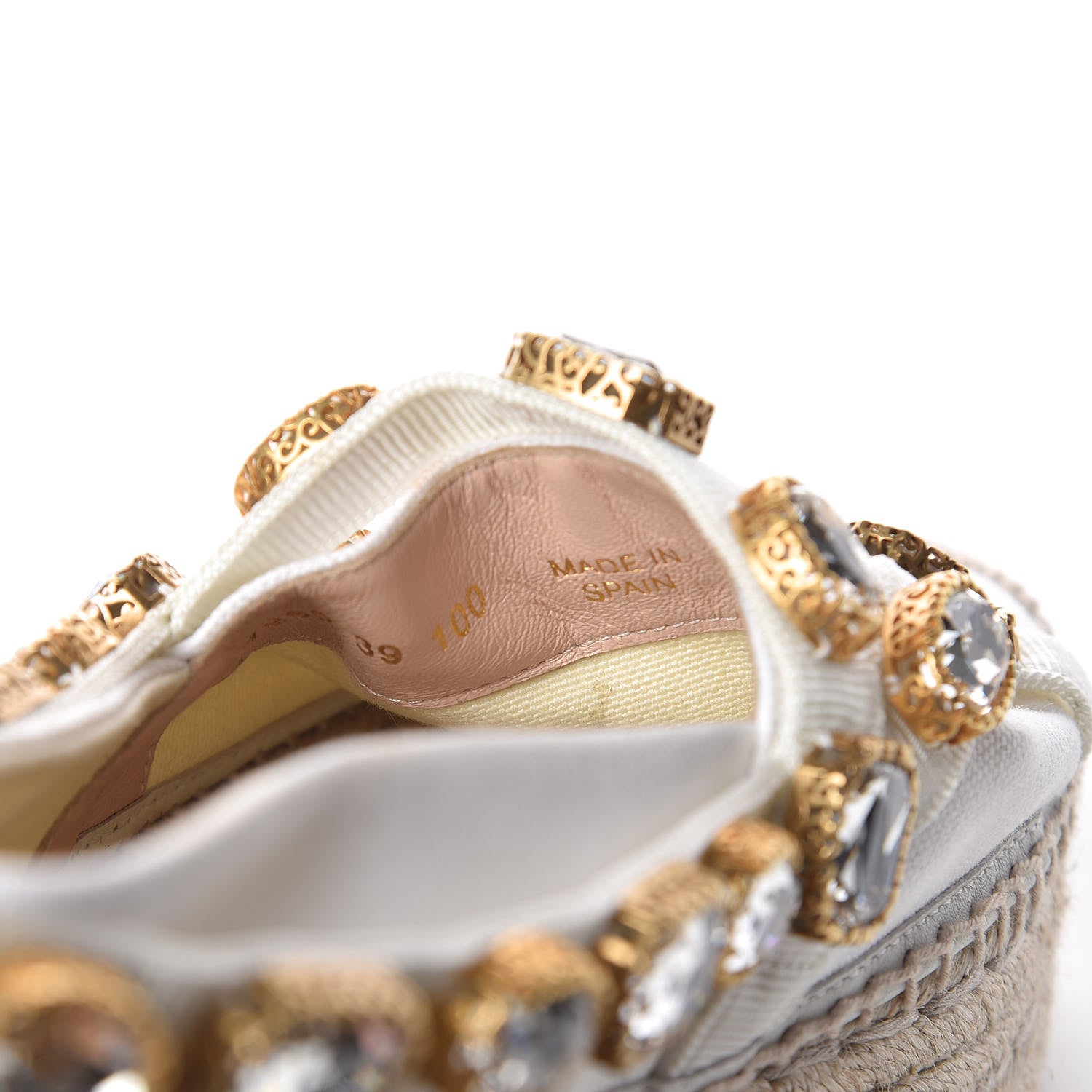Gucci Canvas Crystal Embellished Platform Espadrilles 39 Great White 8 of 10