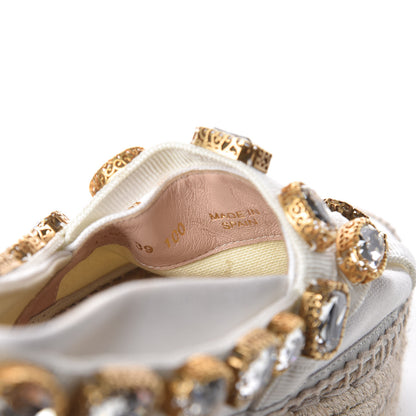 Gucci Canvas Crystal Embellished Platform Espadrilles 39 Great White 8 of 10