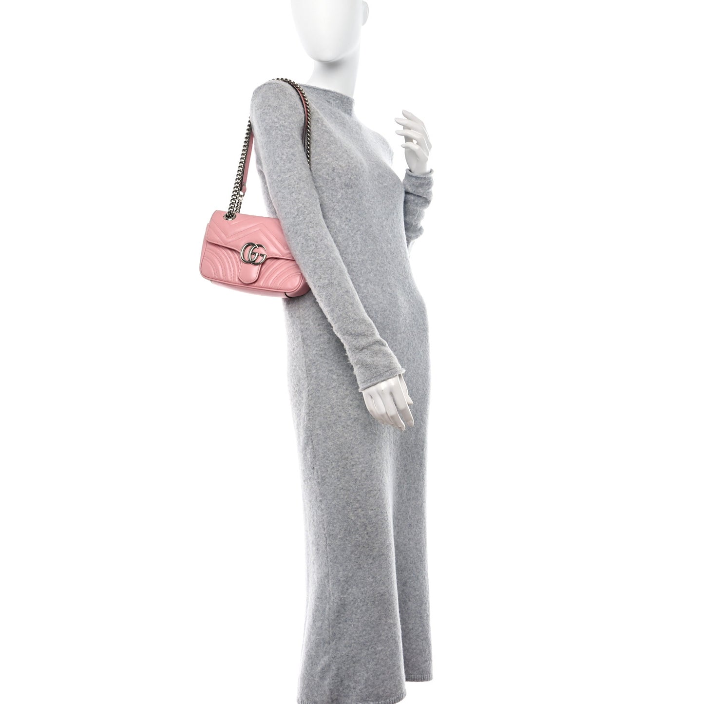 Calfskin Matelasse Mini GG Marmont Shoulder Bag Wild Rose