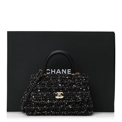 Chanel Tweed Sequin Mini Coco Handle Flap Black 12 of 12