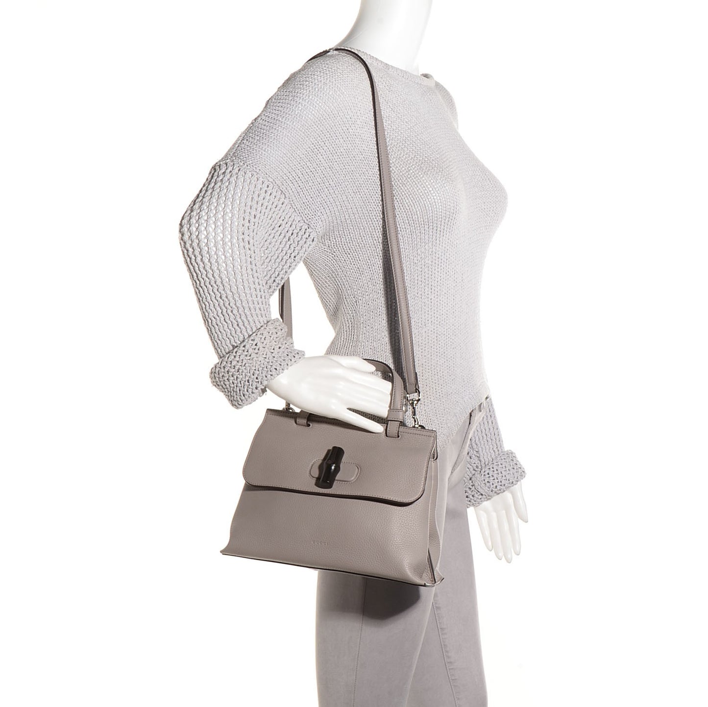 Cellarius Calfskin Small Bamboo Daily Top Handle Bag Storm Grey