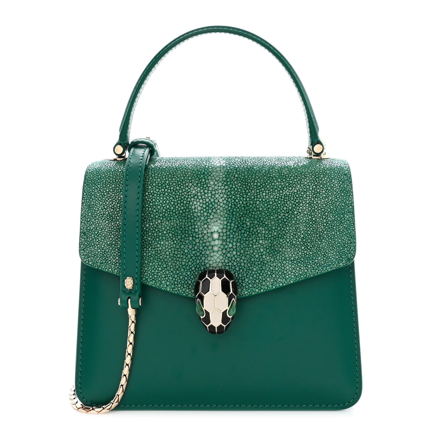 Bulgari Calfskin Galuchat Serpenti Forever Crossbody Emerald Green 3 of 10