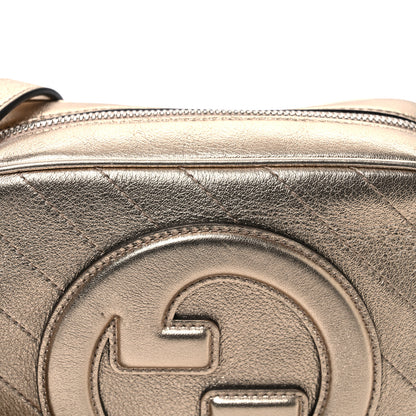 Gucci Metallic Sakai Be Green Calfskin Diagonal Stitched Small Blondie Shoulder Bag Golden Beige 8 of 10