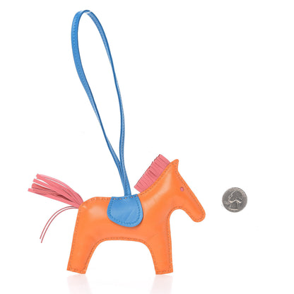 Hermes Milo Lambskin Grigri Rodeo Horse Bag Charm MM Orange Bleu Zanzibar Rose Azalee 2 of 5