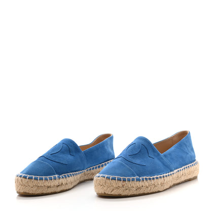 Chanel Kid Suede CC Espadrilles 35 Blue 6 of 16