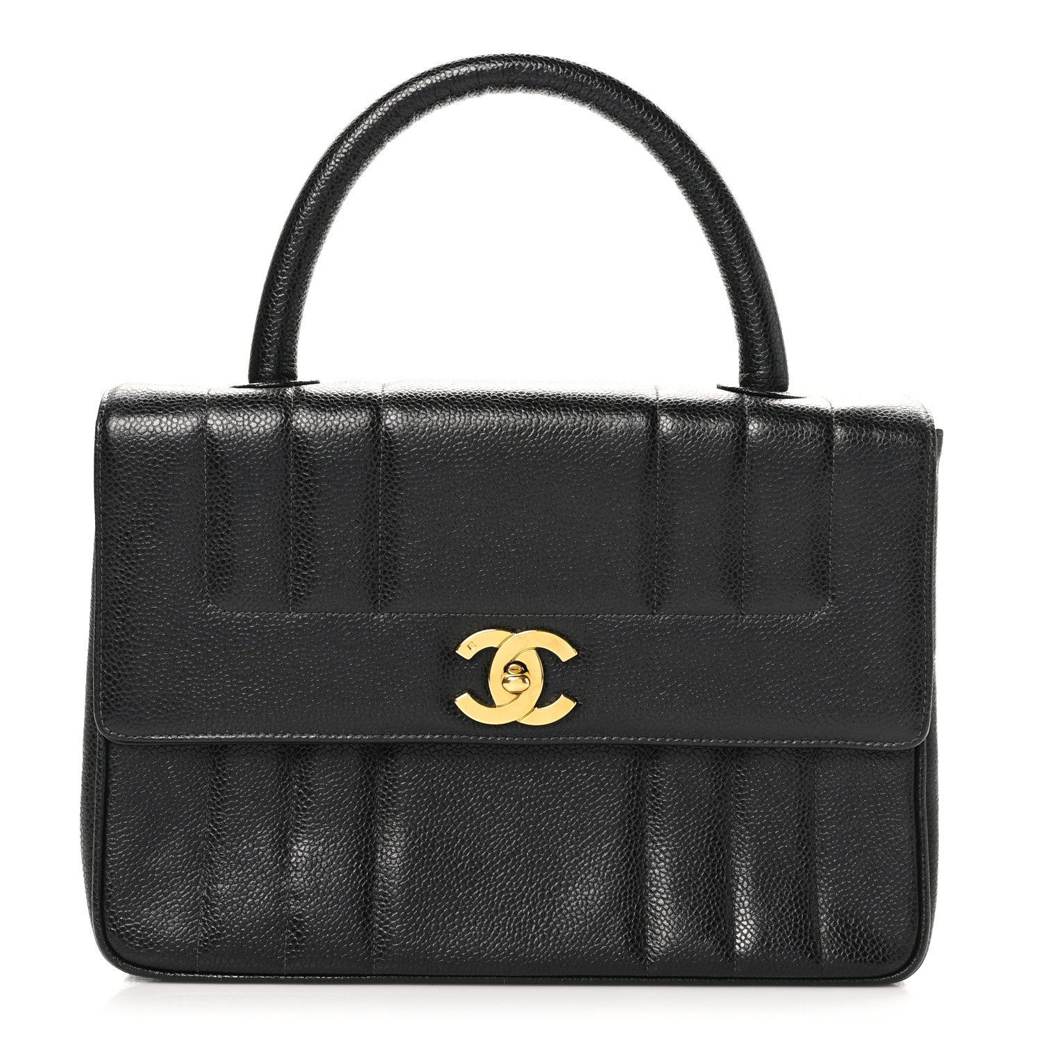 Chanel Caviar Vertical Quilted Kelly Flap Bag Black 1 of 11