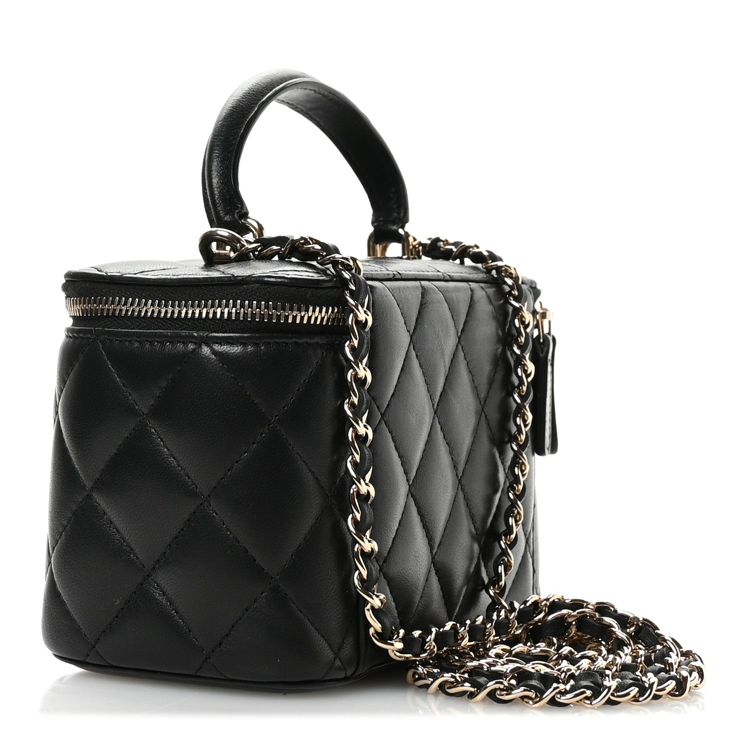 Chanel Lambskin Quilted Small Top Handle Vanity Case With Chain Black 3 of 12