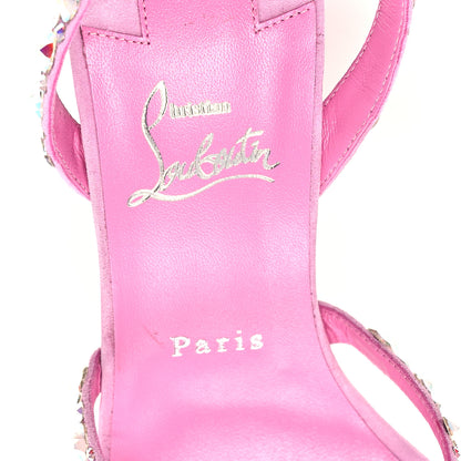 Christian Louboutin Veau Velours Crystal Embellished Emilie 10 Sandals 40 Pink 8 of 8