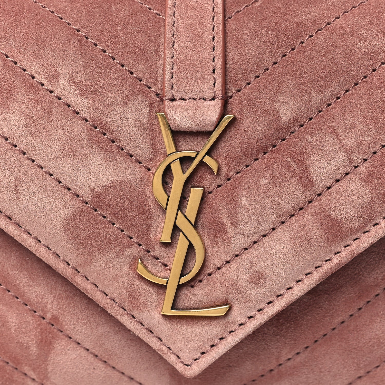 Saint Laurent Suede Matelasse Chevron Monogram Mini College Bag Barely Pink 8 of 12