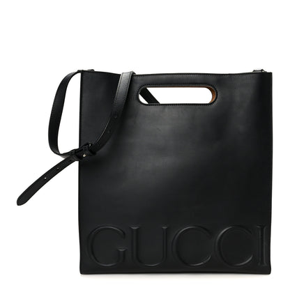 Gucci Calfskin Embossed Medium XL Tote Black 1 of 11