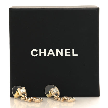 Chanel Metal Crystal Baguette CC Chain Drop Earrings Gold 5 of 5