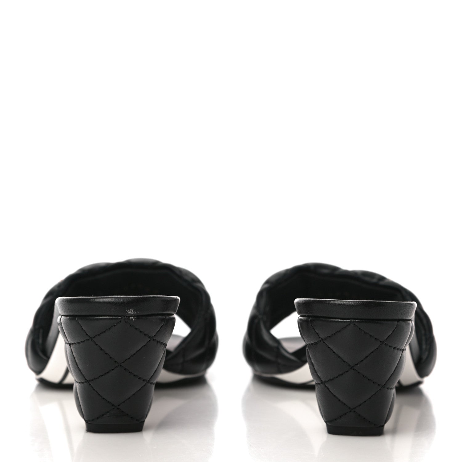 Chanel Lambskin Quilted Textured CC Mules 37 Black 6 of 12