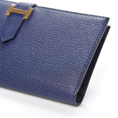 Hermes Chevre Mysore Bearn Gusset Wallet Bleu Encre 9 of 10