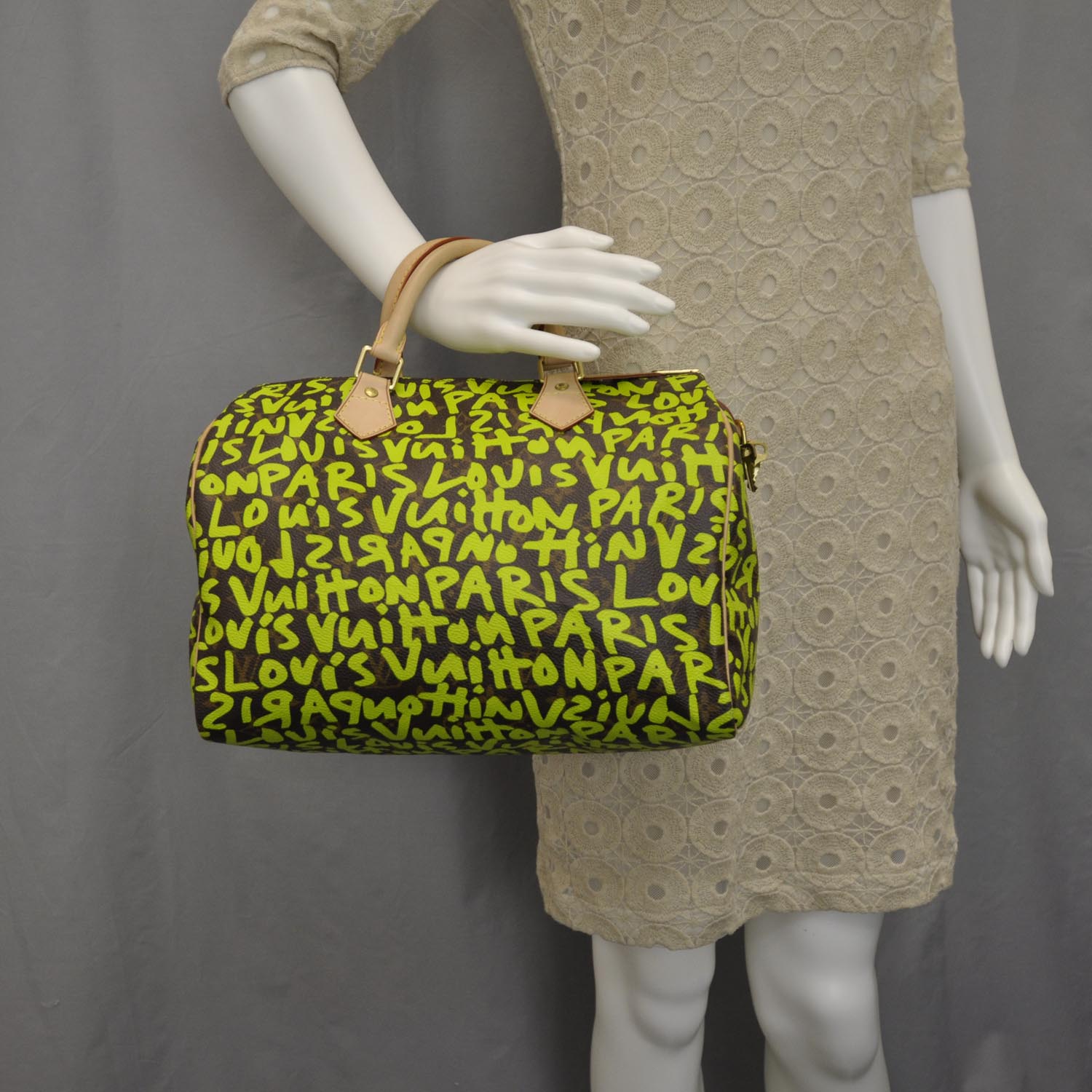 Louis Vuitton Monogram Graffiti Speedy 30 Green 2 of 10