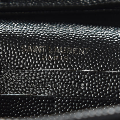 Saint Laurent Grain De Poudre Matelasse Chevron Monogram Chain Wallet Black 8 of 8
