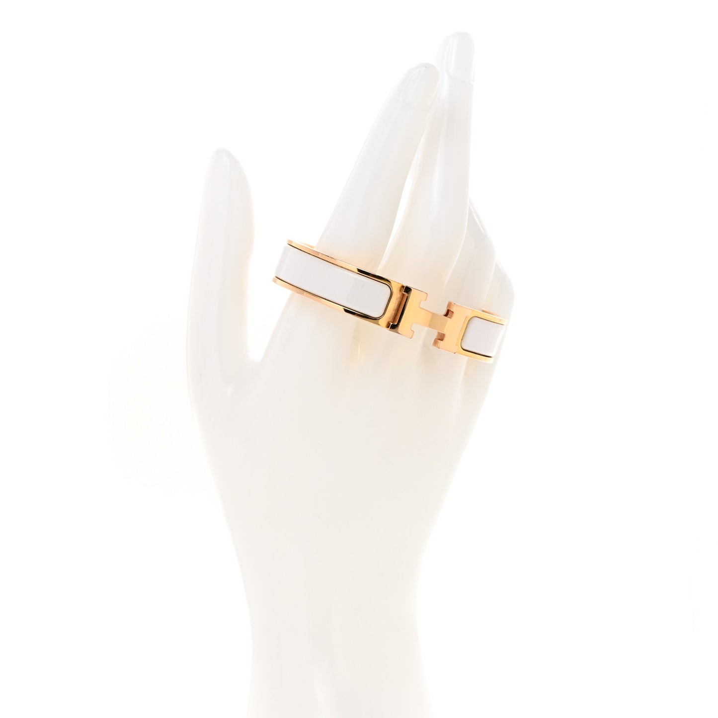 Enamel Narrow Clic Clac H Bracelet PM White