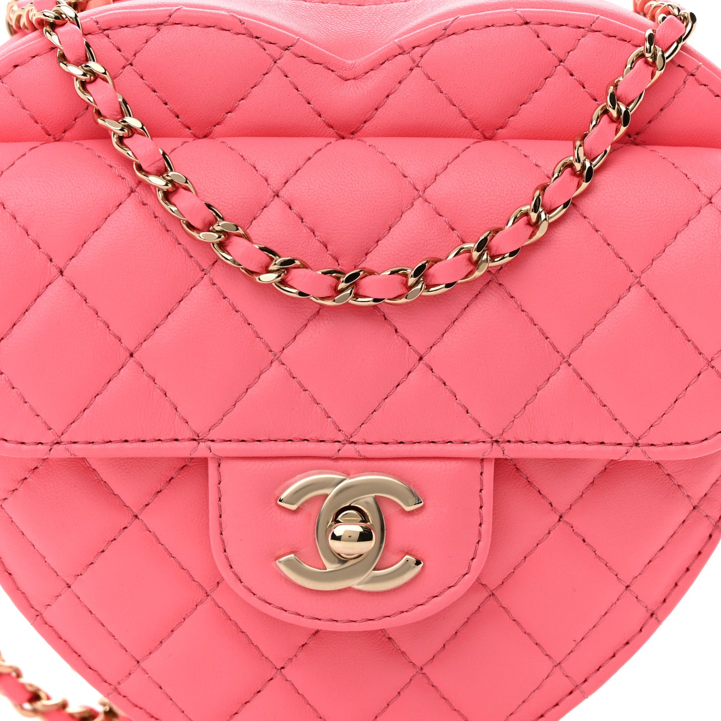 Lambskin Quilted CC In Love Heart Bag Pink